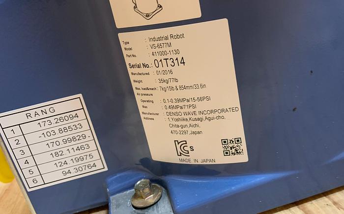 Used DENSO VS-6577M 6 AXIS CNC ROBOT 7 KG X 854MM REACH RC8 CONTROLLER MINT