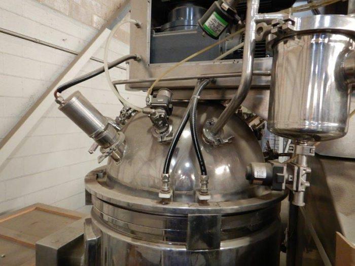 Used 40 GALLON (150 LITER) OLSA VACUUM HOMOGENIZER MIXER - 316L S/S - JACKETED