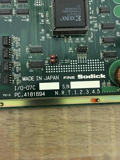 Used Sodick, I/O-07C, PC Board, S/N- 360125, VER 2