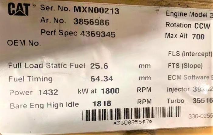 Caterpillar 3512C New generator sets Mfg year 2017