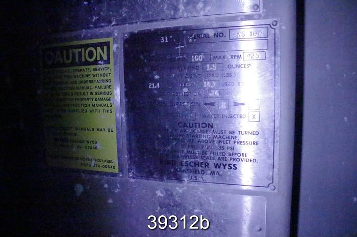 Used Bird Escher Wyss 31 Pressure Screen #39312
