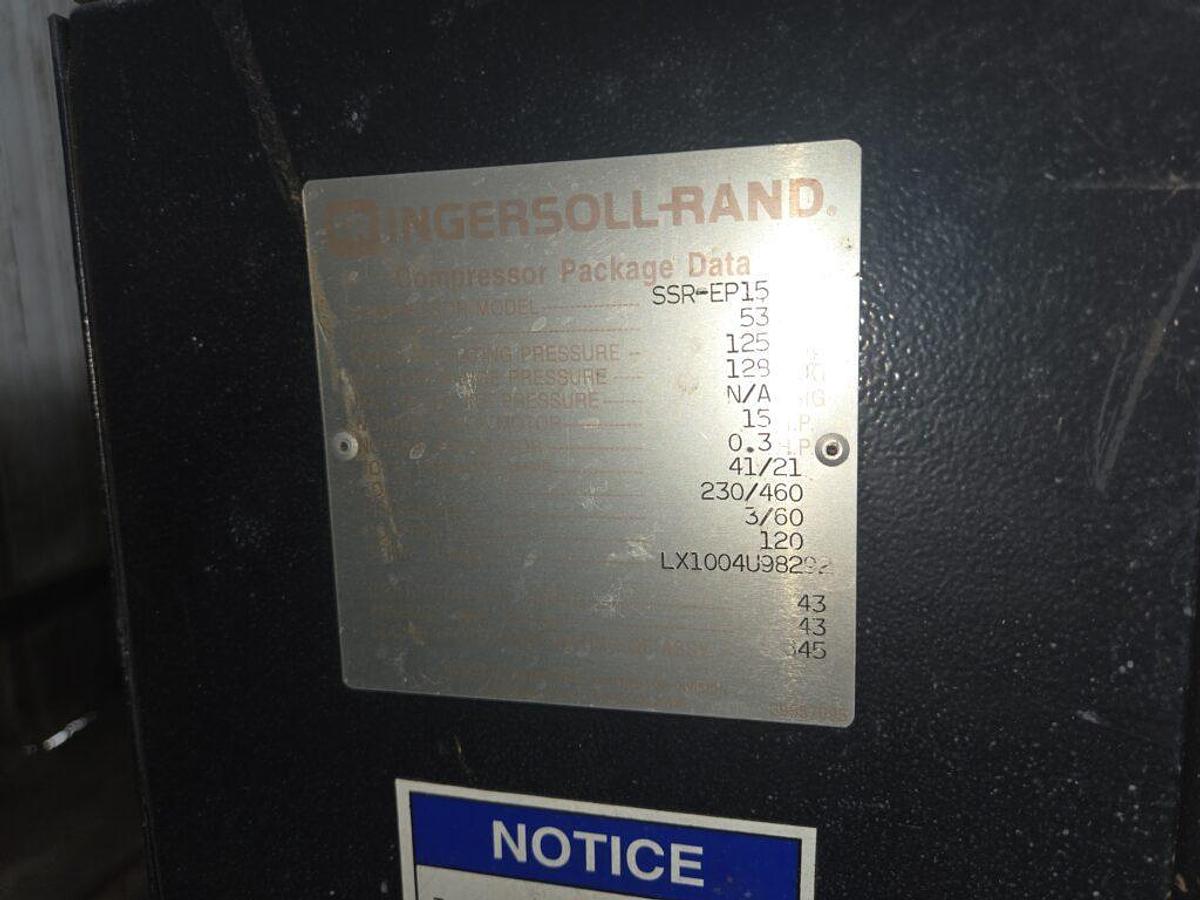 Used USED 1999 INGERSOLL-RAND AIR COMPRESSOR