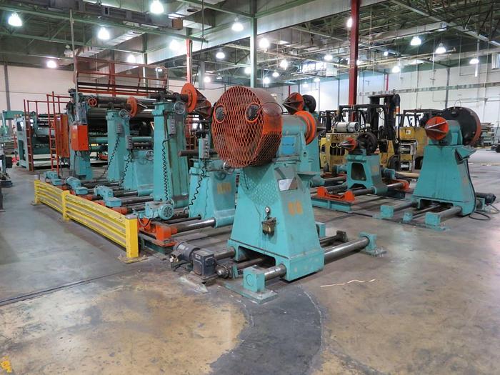 Used 100" CLARK AIKEN SINGLE ROTARY KNIFE SHEETER W/ SHAFTLESS UNWINDS