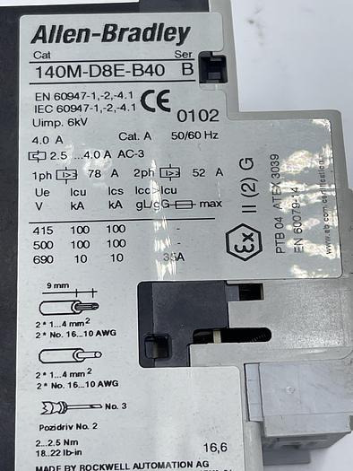 Used Allen-Bradley 140M-D8E-B40 Ser B 