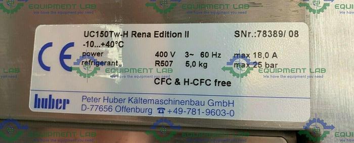 Used Huber Unichiller UC150Tw-H Rena Edition ll Chiller & Heater -10C to +40C 400V..
