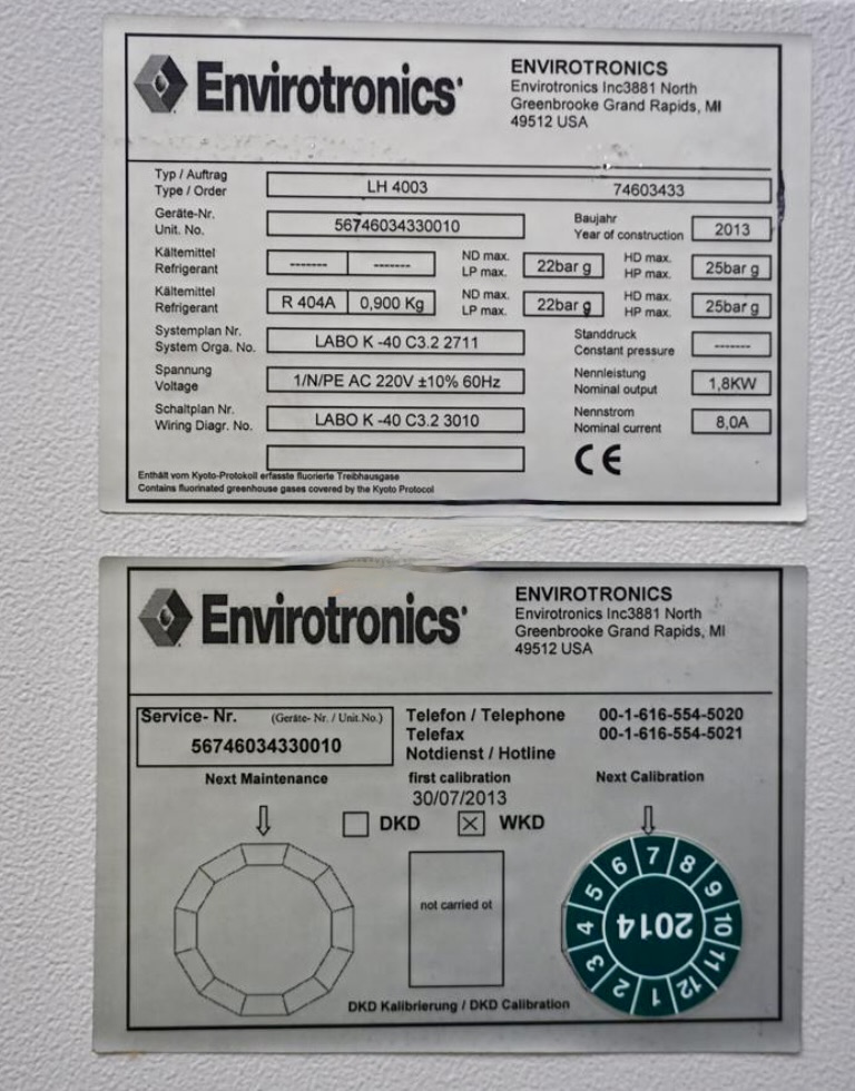 Used Weiss Envirotronics Temperature Humidity Chamber LH4003- -40C to 180C