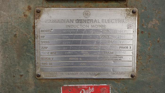 Used Canadian General Electric 250 HP A/C Motor #44621