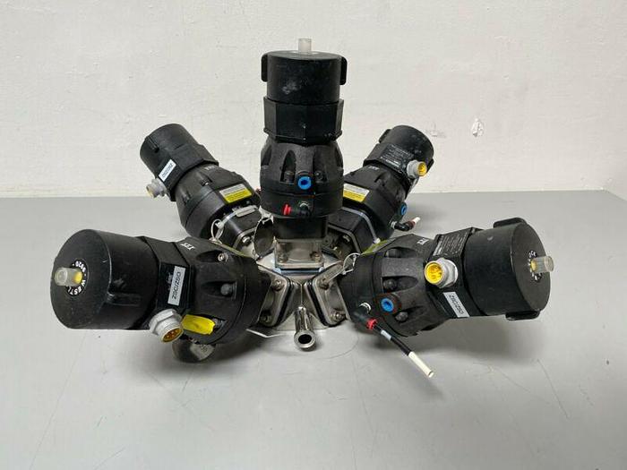 Used 5 ITT Sherotec Stainless Steel Diaphragm Valves w/ Position Monitors
