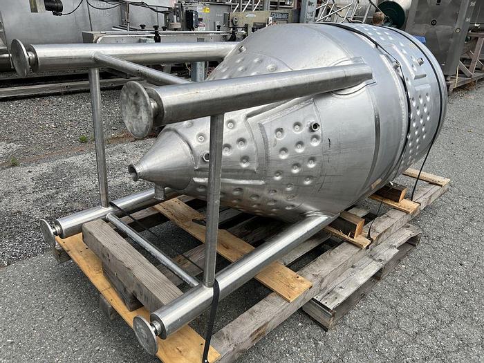 Used Tank, 132 Gallon, 500 Liter, S/St, Jkt, Agit, Cone Bottom #S744576