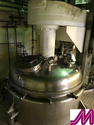 Used Fairfield 500 Gallon Jacketed Full Vacuum Mixer with Contra Rotating Scrape Wall Agitator and Bottom Moued High Shear Mixer