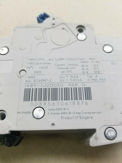 Used Allen-Bradley 1489-M2D050 Ser D 1489-M D 5A