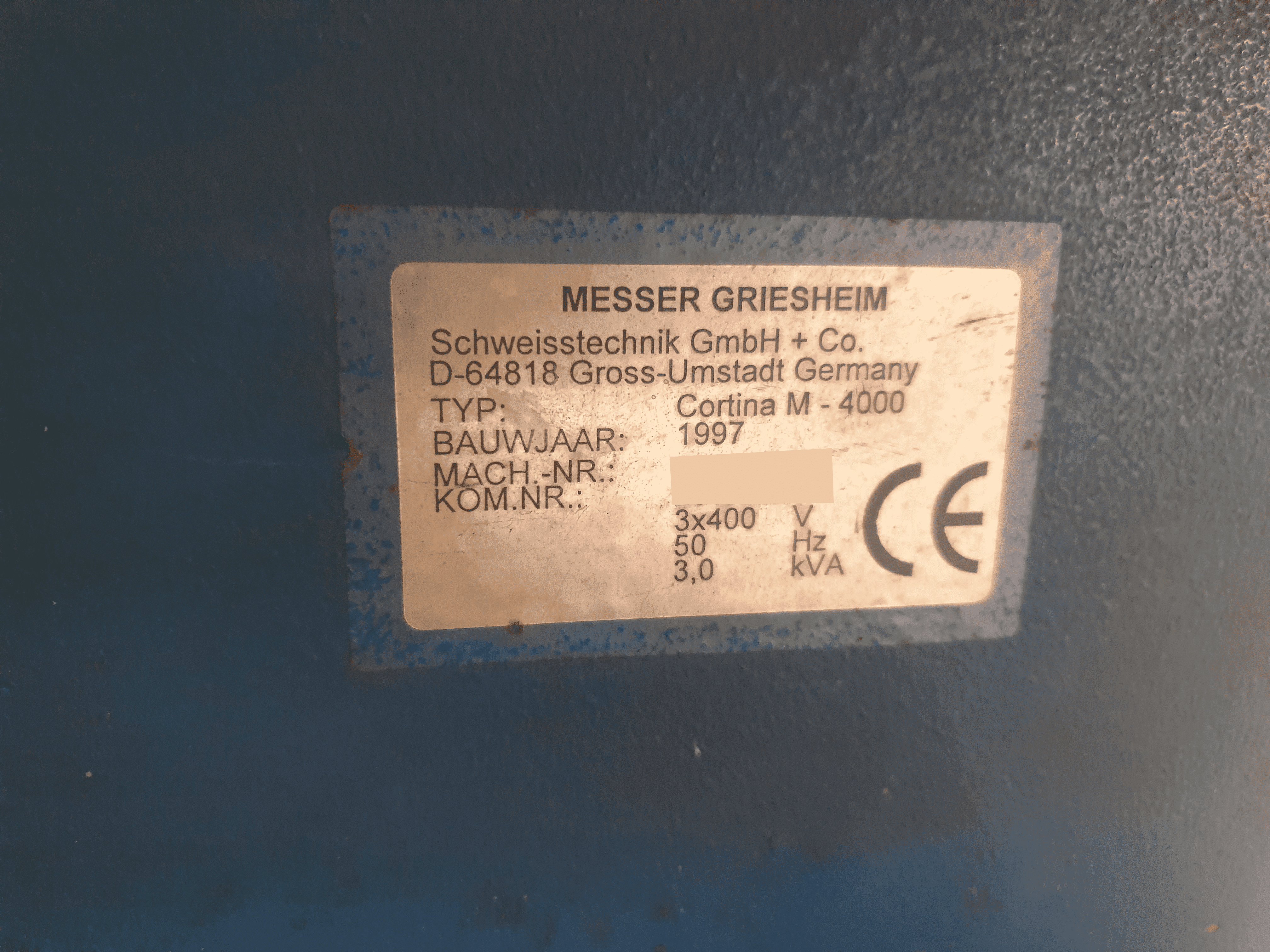 Used Messer Griesheim Cortina M-4000 - Plasma Cutting - 1997