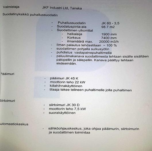 Used 1999 JKF Blower , year 1999 Type 60-3,5