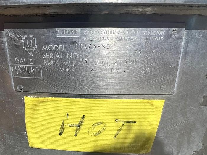 Used Kettle, 80 Gallon, S/st, Jkt, Double Agit, Scrape, Tilt, Groen #S744756