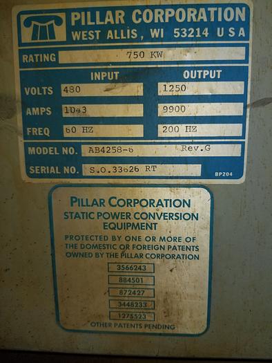 Used PILLAR Mk7 750 KW INDUCTION POWER SUPPLY