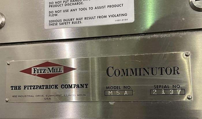 Used FITZPATRICK MODEL M5A MOBILE FITZMILL COMMINUTOR - S/S