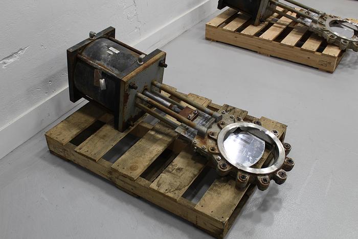 Used Wey Valve 10" Air Operated Knife Gate Valve, Stainless Steel Body #43926
