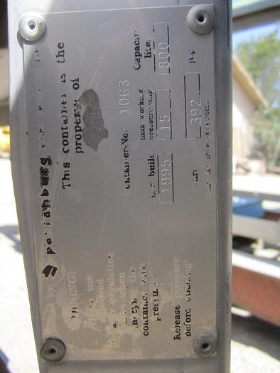 Used Tank, 211 Gallon, 304 S/st, 15 PSI, Tote, CB/DT, #C739946