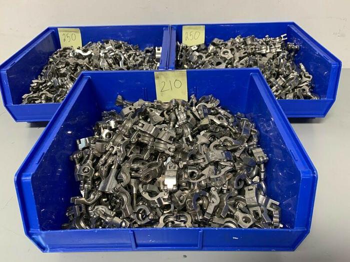 Used Lot of 5: Tri-Clover Stainless Steel 1" Clamps