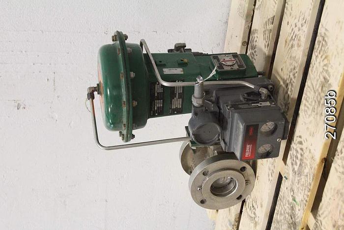 Used Fisher V150 Control V-Ball Valve, 3", Stainless Steel Body, Stainless Steel Shaft, Ball/Disc Stainless Steel/Pl, Stainless Steel Seat, Type 1051 Actuator, Size 33, Action Pdto, Fieldvue Dvc5020 Positioner, Cl150 Rating Flange #27085