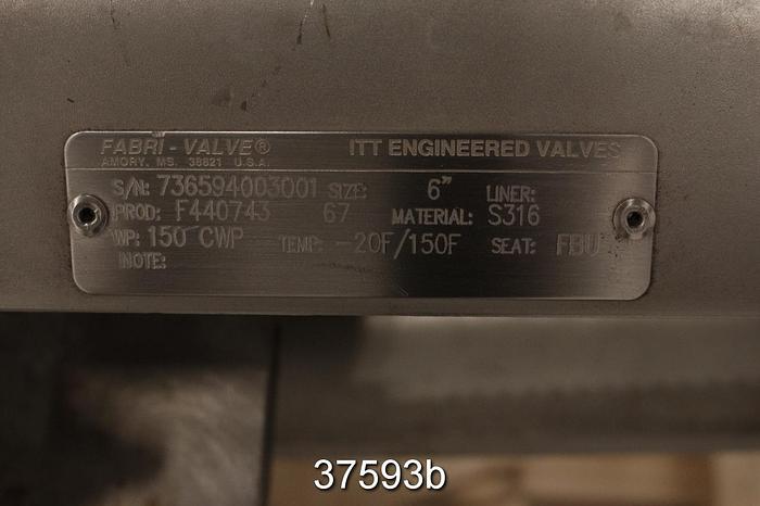 Used Fabri 6" Hand Operated Knife Gate Valve #37593