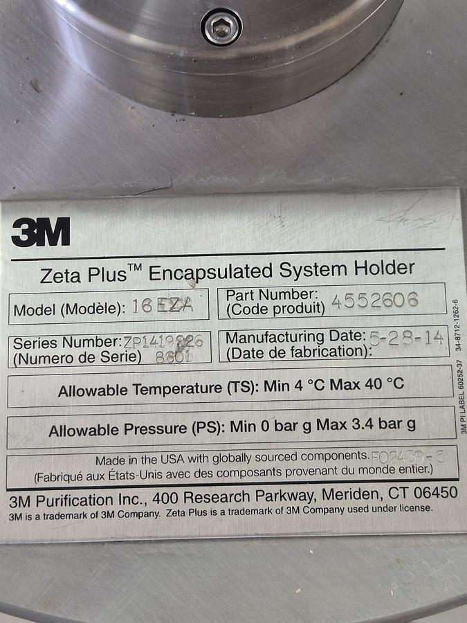 Used 3M Zeta Plus 16NZA Encapsulated Filter System