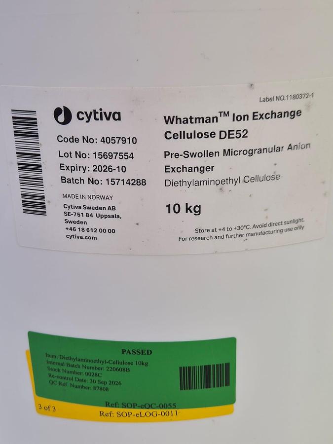 Used Cytiva DE52 10 kg Whatman Ion Exchange Diethylaminoethyl Cellulose
