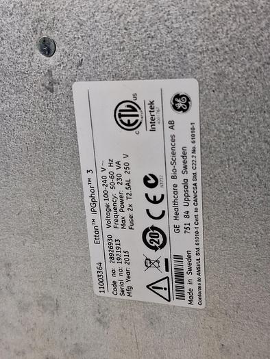 Used GE Healthcare Ettan IPGphor 3 Isoelectric Focusing System