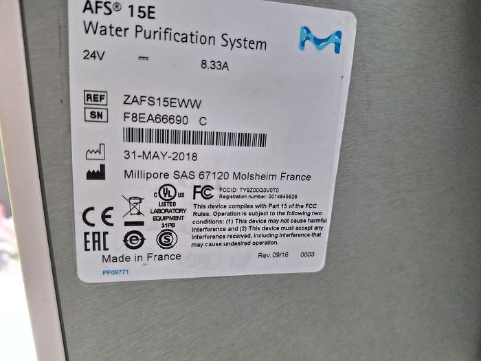 Used Millipore AFS 15E Water Purification System