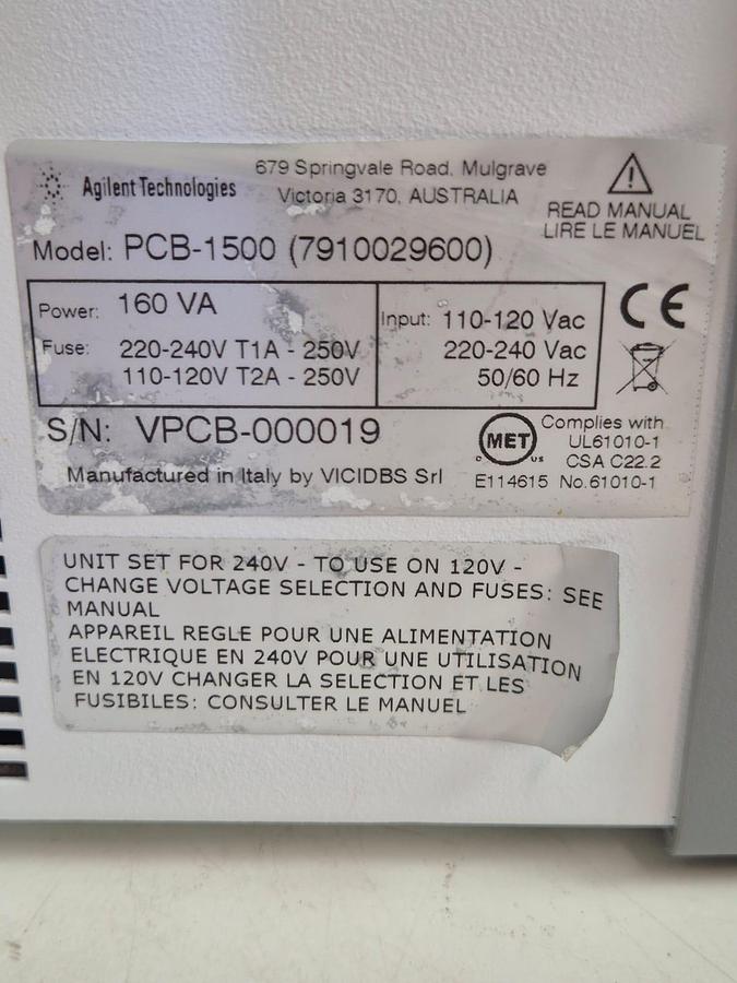 Used Agilent PCB1500 Water Peltier System