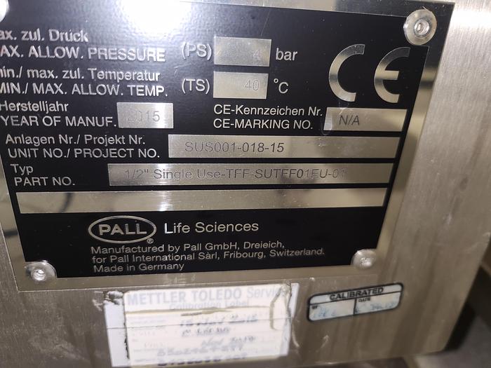 Used Pall Europe Allegro Tangetial Flow Filtration