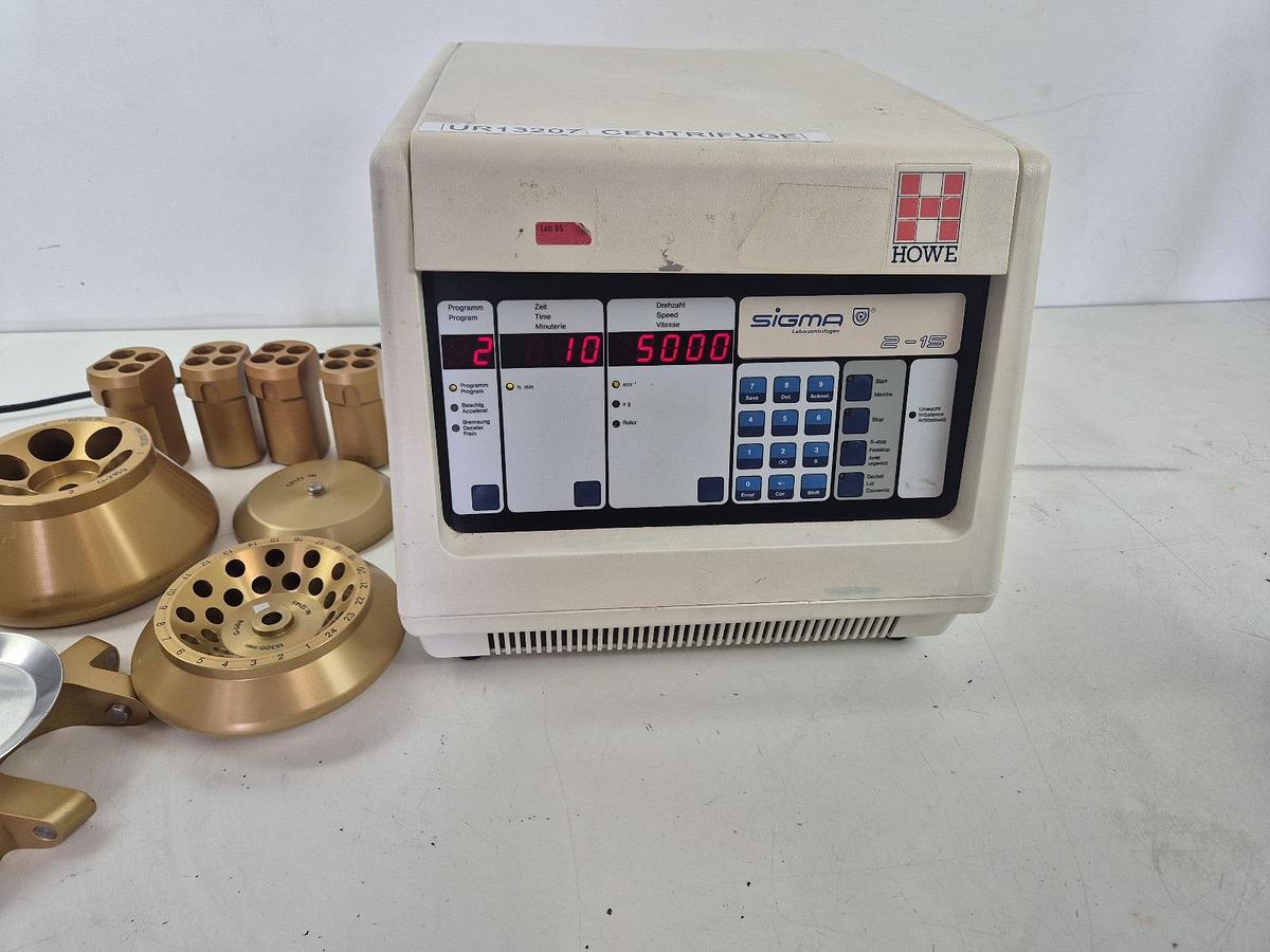 Used Sigma 2-15 Centrifuge + Accessories