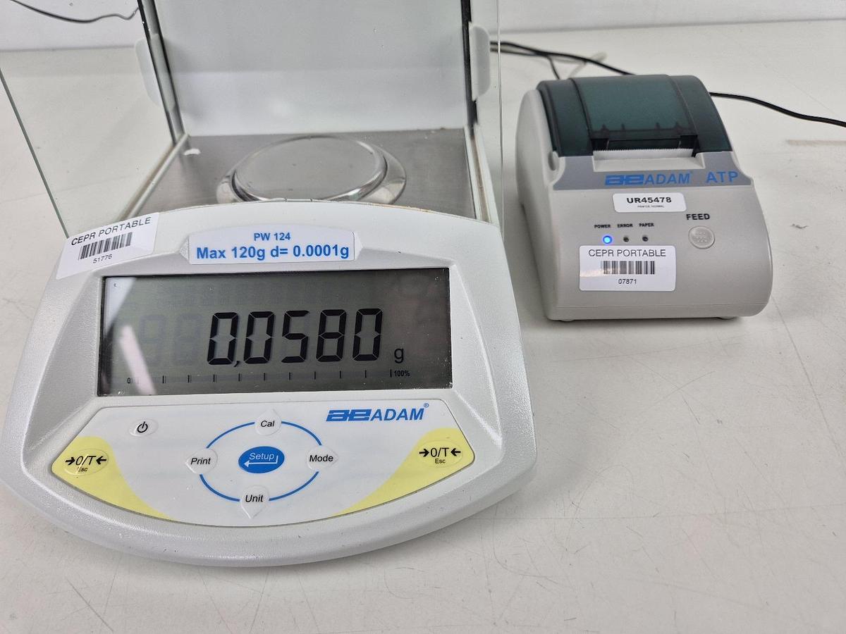 Used Adam Solent PW124 Analytical Balance + ATP Printer