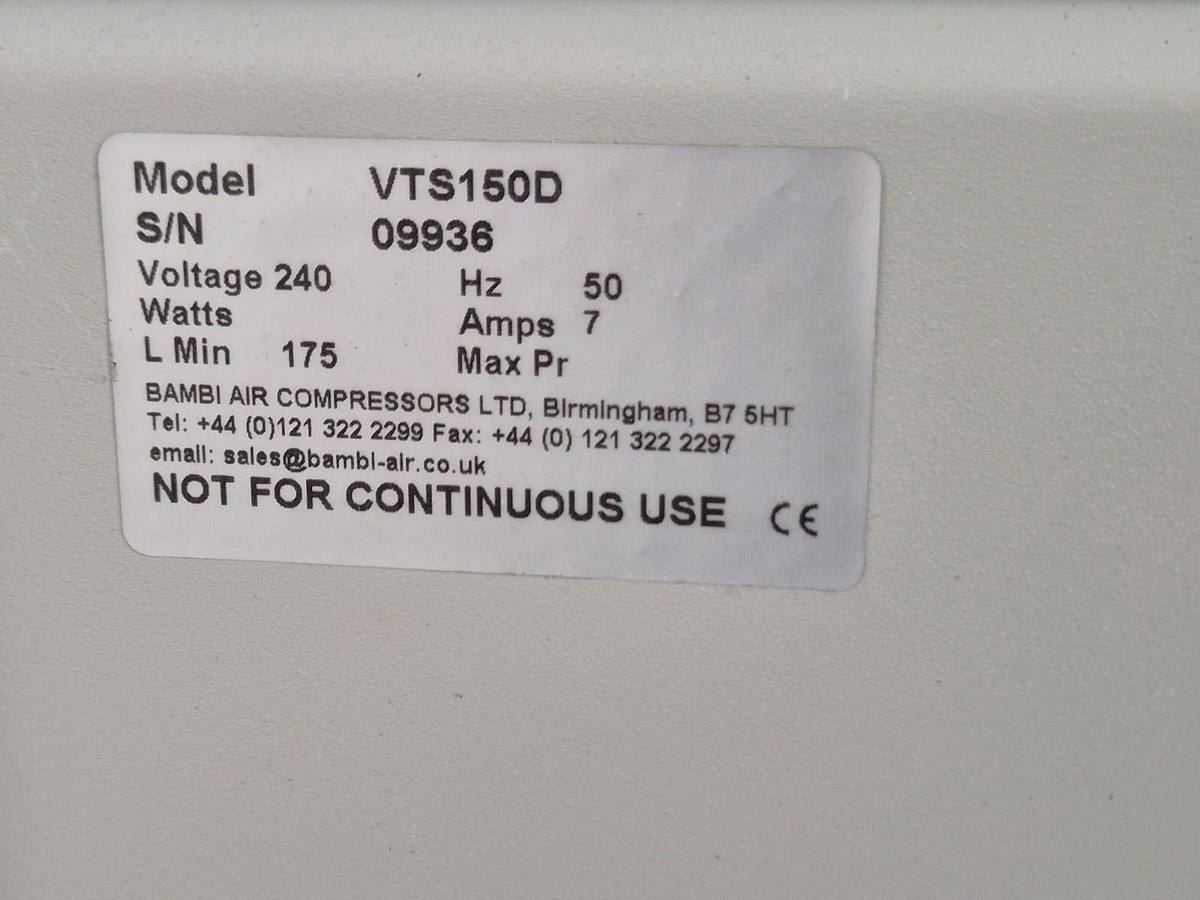 Used Bambi VTS 150D Oil Free Dry Air Compressor