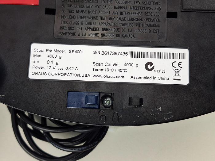Used Ohaus Corporation Scout Pro Model: SP4001