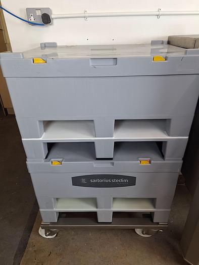 Used Sartorius Stedim Palletank Cubical Jacketed-Mix 200L Storage Tank