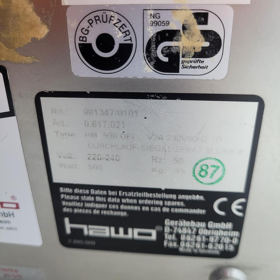 Used Hawo HM 500 DEL Rotary Heat Sealer