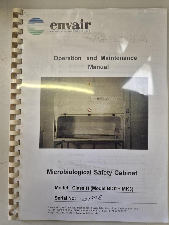 Used Envair Technology B102 Microbiological Safety Cabinet + Stand