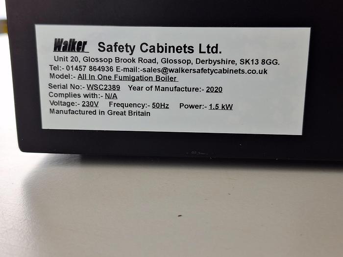 Used Walker Safety Cabiets All-In-One Fumigation Unit