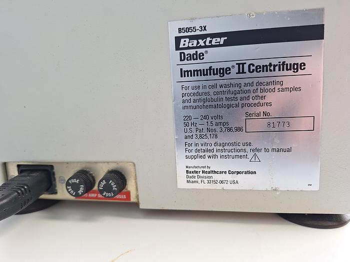Used Baxter Dade Immufuge II Centrifuge