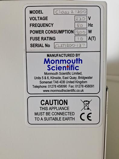 Used Monmouth Guardian MSC T1200 Class 2 Biological Safety Cabinet