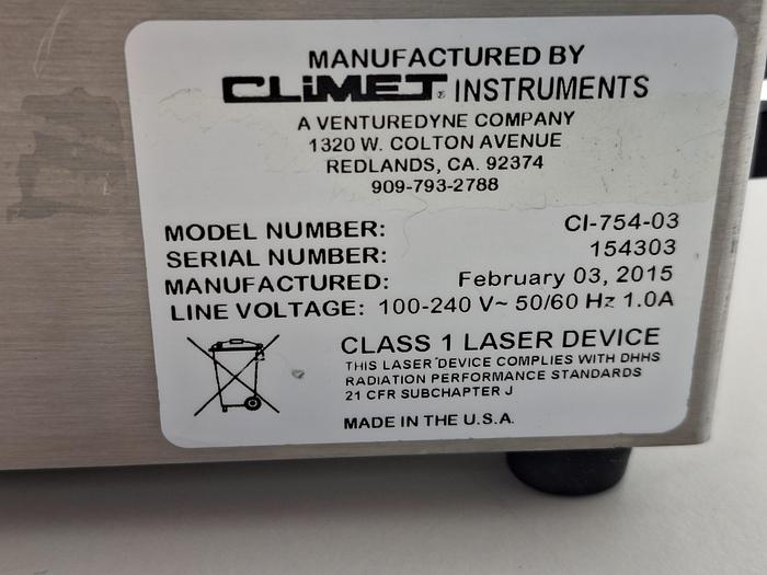 Used Climet CI-754-03 Portable Airborne Particle Counter