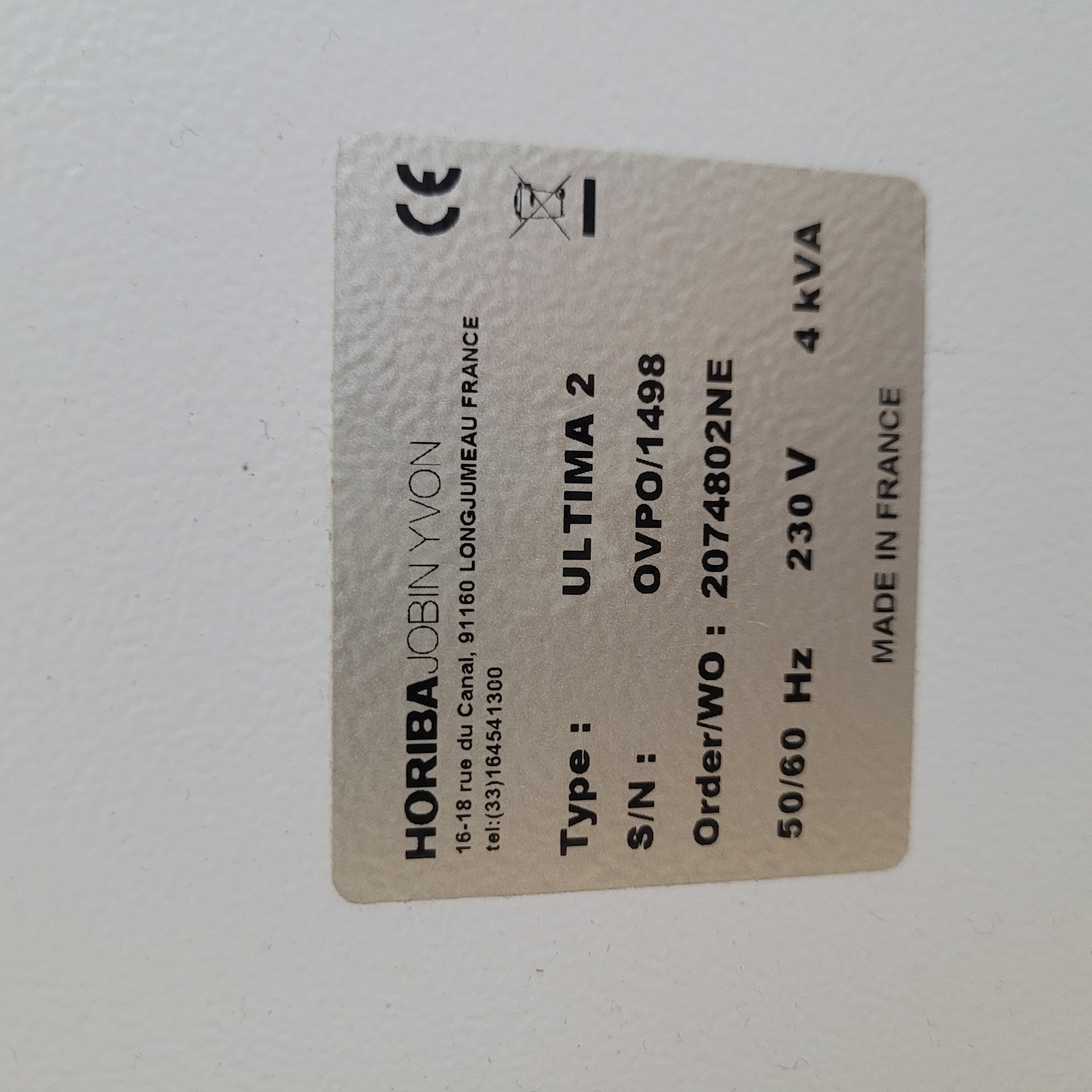 Used Horiba Scientific  Ultima 2