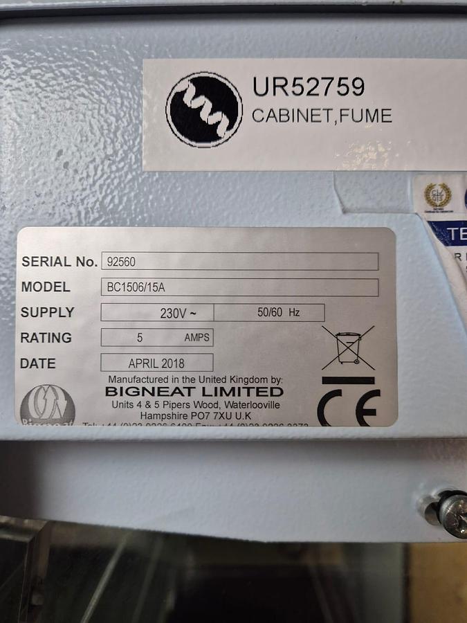 Used Bigneat Chemcap Clearview Ductless Fume Cabinet - Mobile