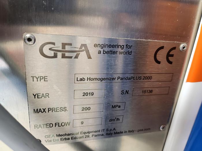 Used GEA Mechanical Equipment PandaPLUS 2000 Homogenizer