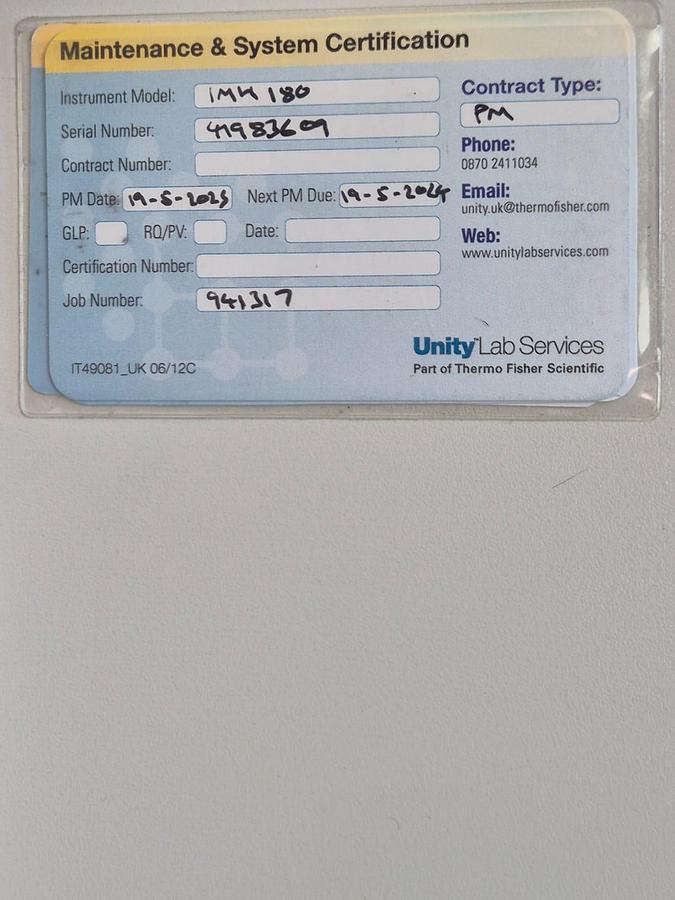 Used Thermo Scientific IMH180 Heratherm Incubator