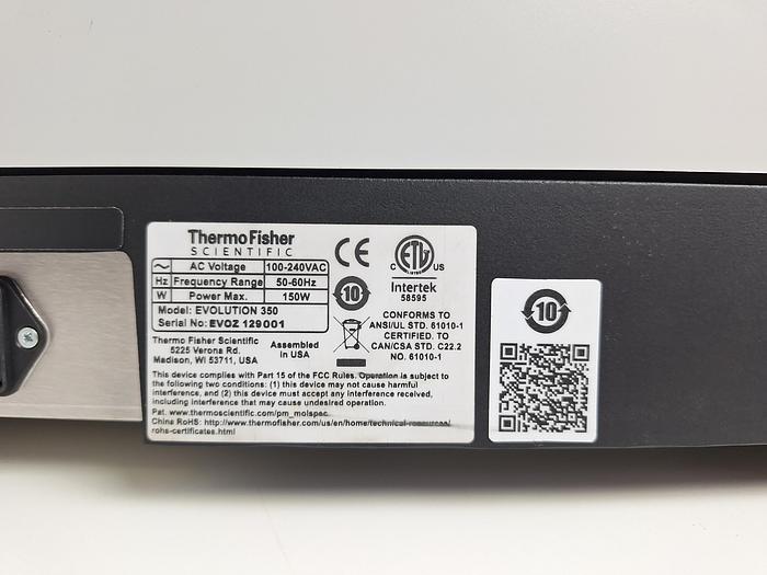 Used Thermo Fisher Scientific Evolution 350 UV-VIS Photospectrometer