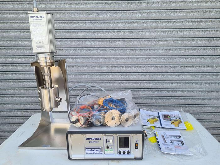 Used Hielscher flow through Sonicator UIP500hdT Transducer + Generator