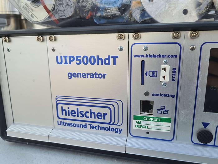 Used Hielscher flow through Sonicator UIP500hdT Transducer + Generator