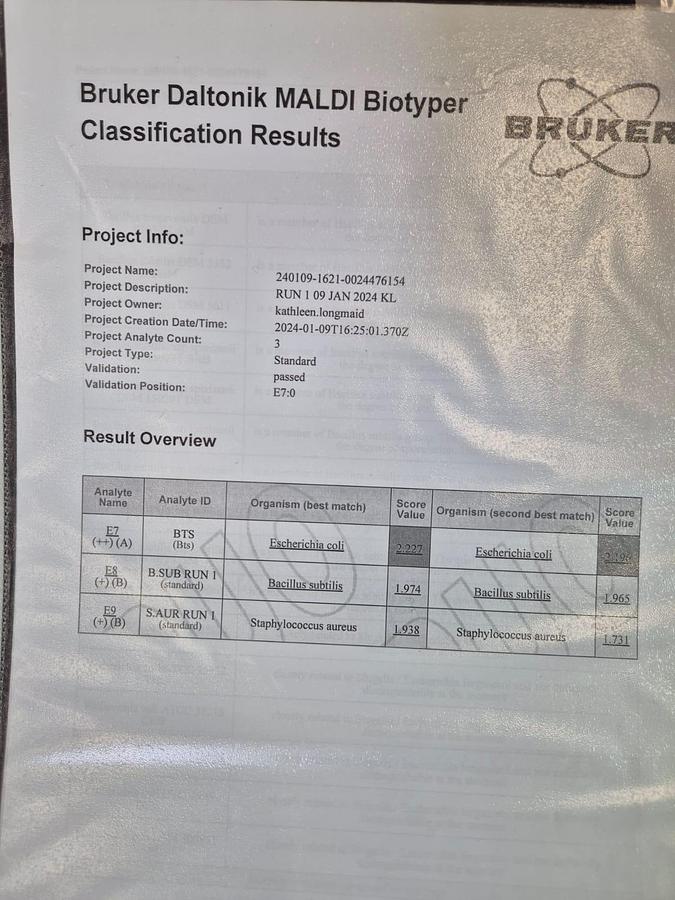 Used Bruker microflex spectrometer mass